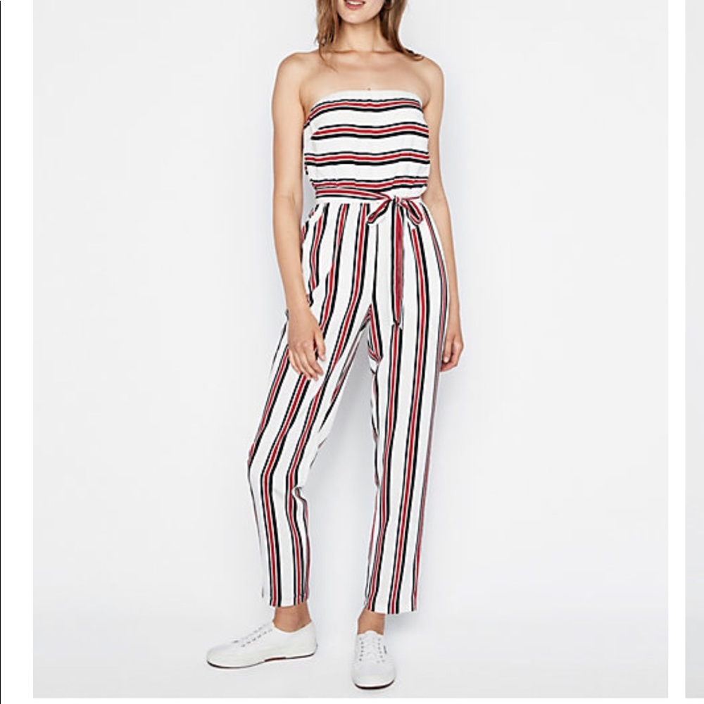 Strapless pinstripe jumpsuit